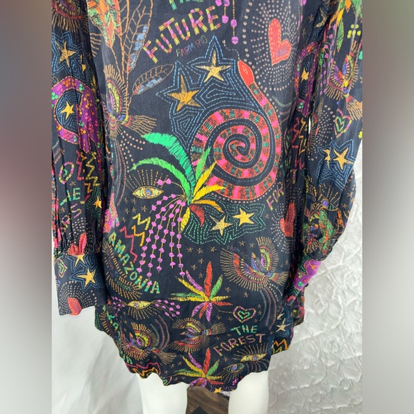 FARM Rio Amazonia Mini Dress, Size Medium, Novelty Print, Puff Sleeves - Picture 12 of 16